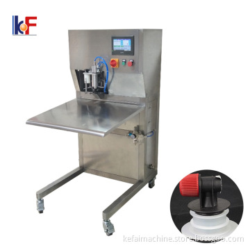 Automatic liquid filling machine and bib oil filling machine.